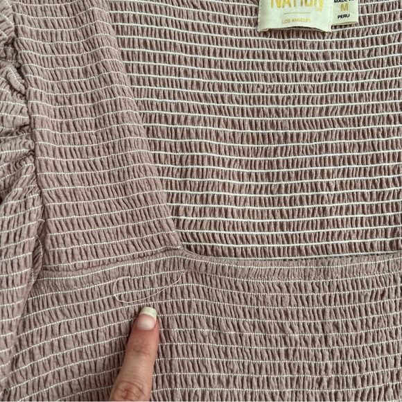 Nation LTD Zandra Smocked Party Tee in Touch Of Pink Puff Sleeves Size M - Picture 10 of 13